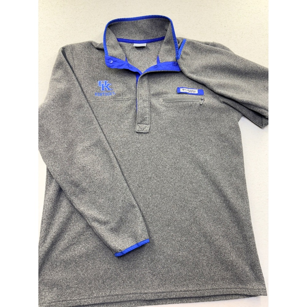 Columbia PFG Kentucky Wildcats Fleece Pullover Mens‎ Medium Grey Blue XM2785 - Picture 2 of 13